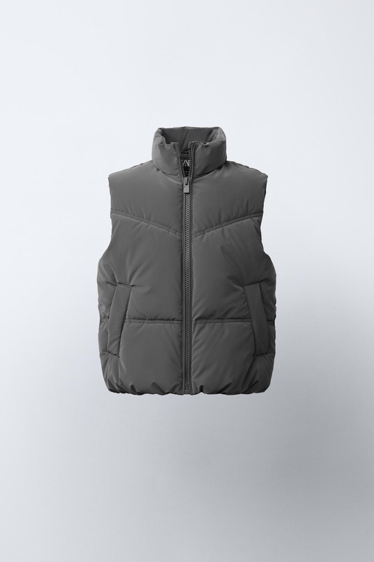 ZARA СТЕГАНЫЙ ЖИЛЕТ, АНТРАЦИТОВО-СЕРЫЙ