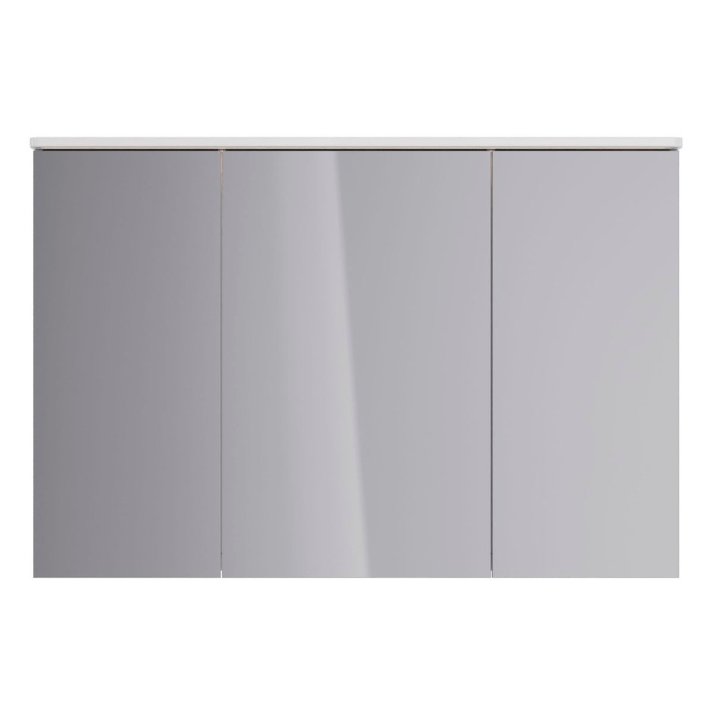 Шкаф зеркальный Lemark ZENON 120х80 см 3-х дверный, с козырьком-подсветкой, с розеткой, цвет корпуса: белый глянец