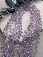 Бусины из хрустального стекла, капля 6*4 мм, радужный/фиалка, нить 40 см