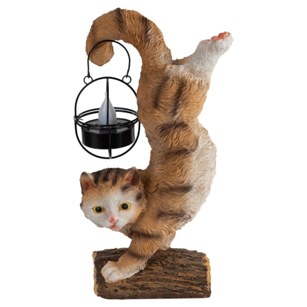 Светильник уличный ЭРА ERASF22-01 на солнечных батареях садовый Кот Акробат 37 см | Садовые декоративные светильники