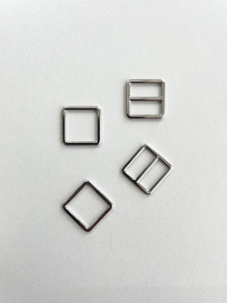 Регулятор, кольцо для бюстгальтера квадратные серебро 1 см