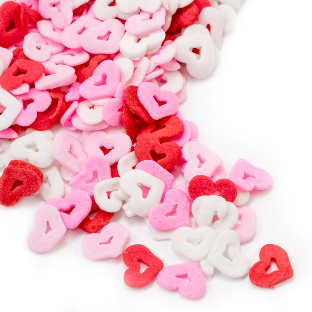 Посыпка микс "Любовный треугольник белый/розовый/красный", 50 гр