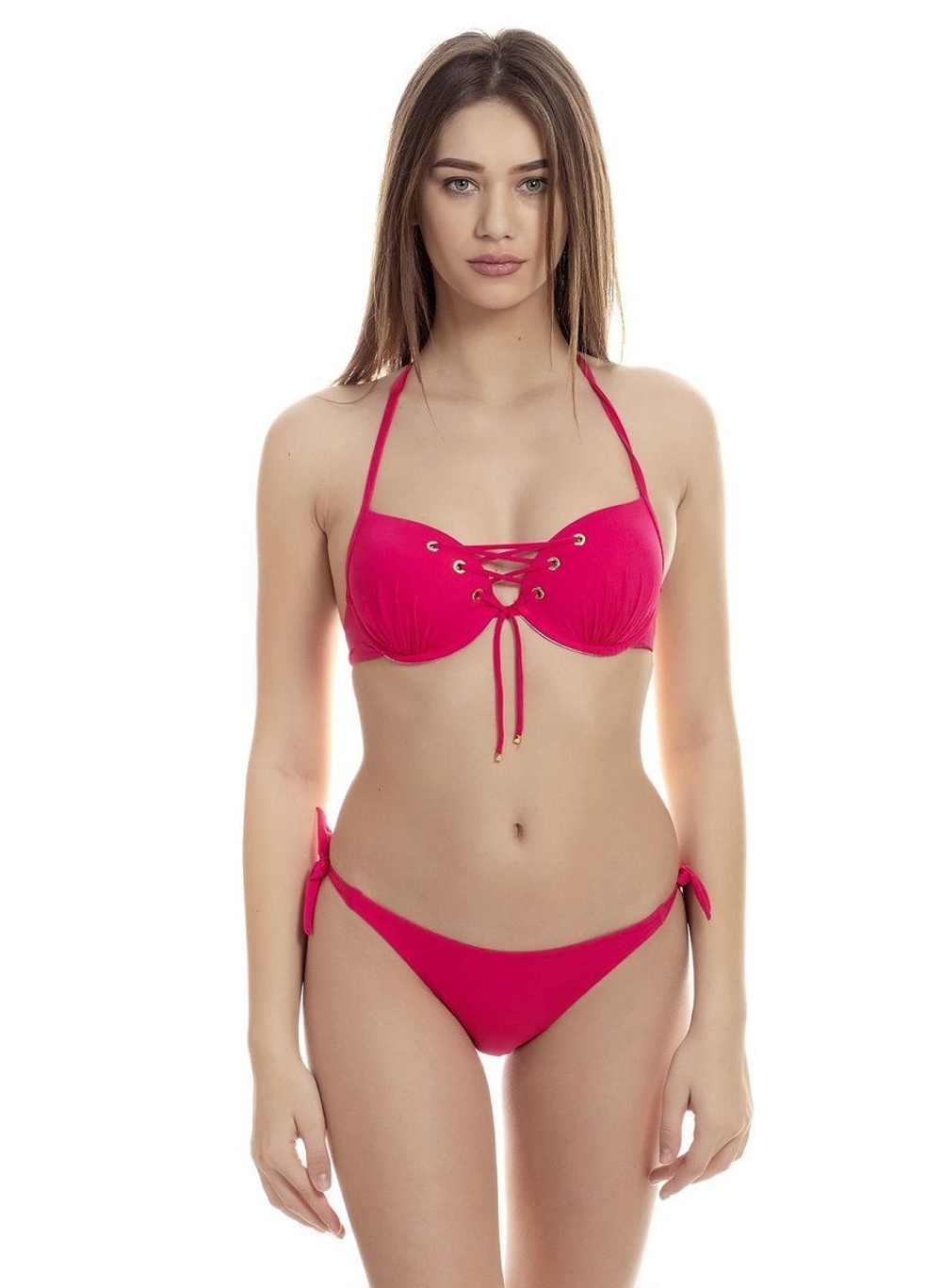 Сексуальный пуш-ап купальник с пикантной шнуровкой (Размер: B/M) (Цвет: синий)