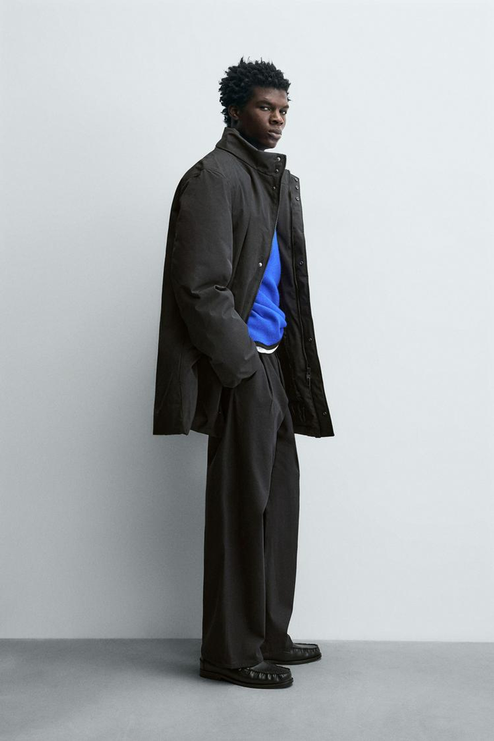 ZARA ТЕХНИЧЕСКАЯ ПАРКА WATER REPELLENT С ОТСТЕГИВАЮЩИМИСЯ ДЕТАЛЯМИ, ЧЕРНЫЙ