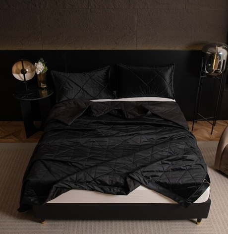 Велюровое покрывало в клетку с наволочками OVL047