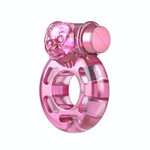 Розовое эрекционное виброкольцо Pink Bear (Цвет: розовый)