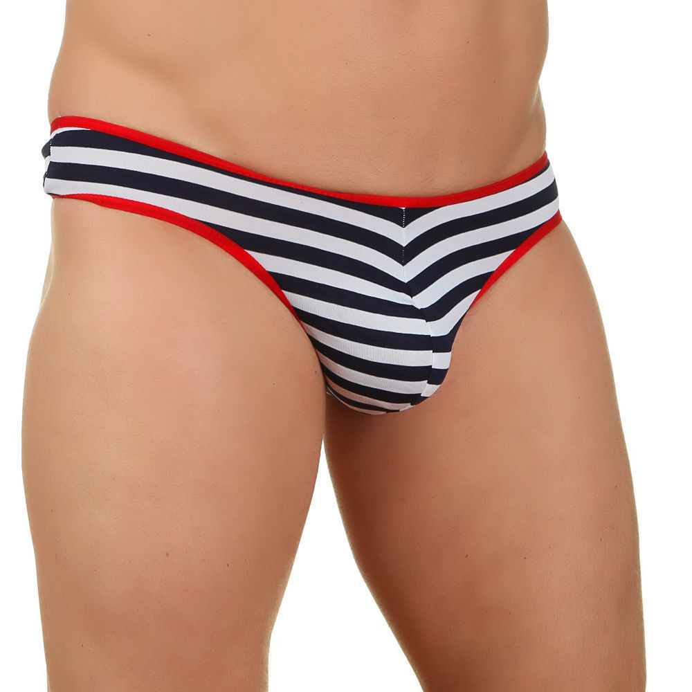 Мужские трусы стринги белые в полоску Wild Milk
