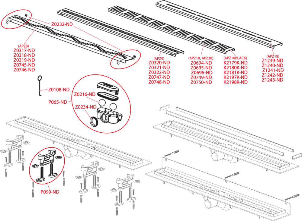 APZ10-650M Универ водоотводящий желоб для любого типа плитки