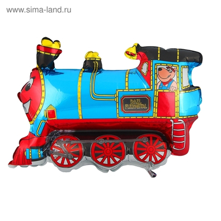 Шар (31""/79 см) Фигура, Паровозик, Синий, 1 шт. 7п. Д16