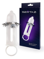 Эластичная насадка на пенис с подхватом мошонки и стимулирующими «ресничками» (Цвет: белый)