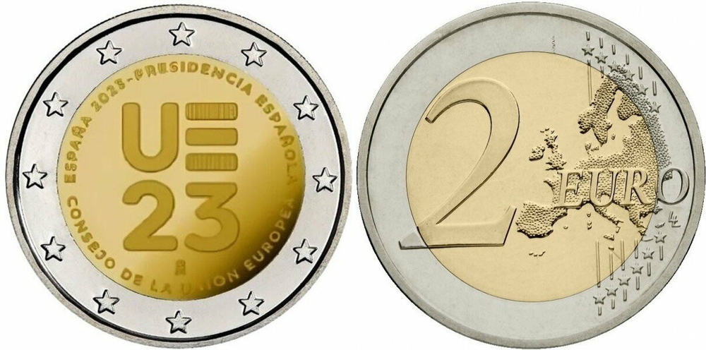Испания 2 евро, 2023 Президентство Испании в Совете ЕС