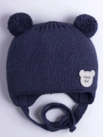 Шапка детская осенняя с завязками и помпонами