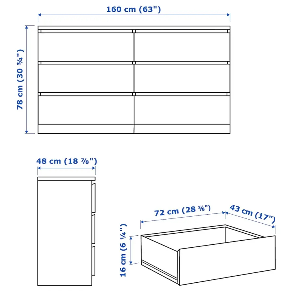 Комплект мебели д/спальни - IKEA MALM/МАЛЬМ ИКЕА 180х200см, под беленый дуб