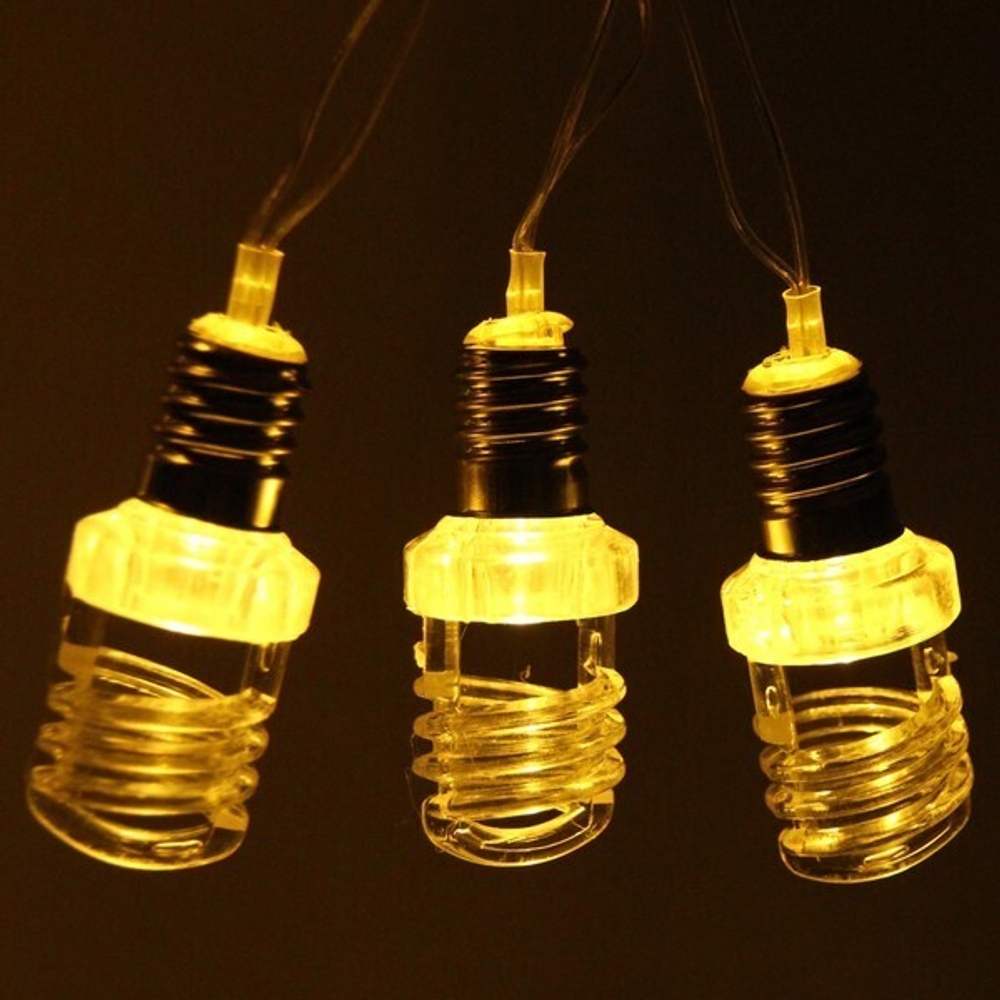 Гирлянда для дома 4 м, 20 ламп LED с насадками «Лампа спираль», прозрчный провод, Теплый белый (с возможностью соединения)