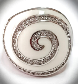 Перстень "Эстерелла", серебро 925 пробы, родированное, с фианитами и эмалью,5