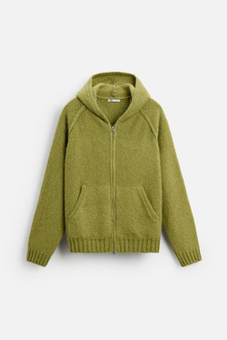 ZARA КАРДИГАН С КАПЮШОНОМ, ФИСТАШКОВЫЙ