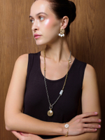 Серьги "Pearl Coin" Bicolor