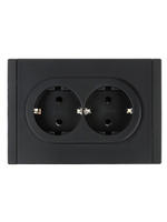 FORTE&PIANO Розетка 2-местная с заземлением без защитных шторок безвинтовое крепление 16А FP124 черный IEK