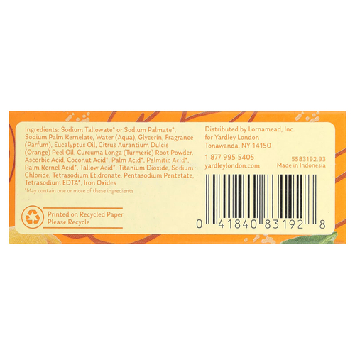 Yardley London, Питательное мыло для ванны, витамин C, 113 г (4 унции)