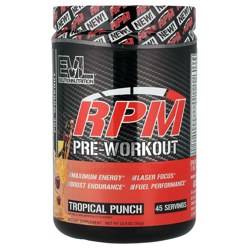 EVLution Nutrition, RPM, предтренировочный комплекс, тропический пунш, 351 г (12,4 унции)