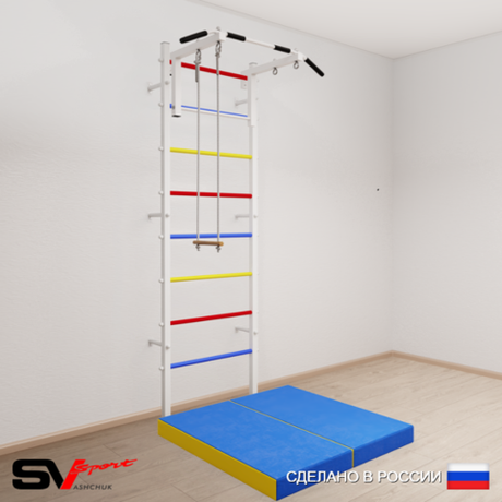 Шведская стенка Sv Sport 5124 (Турник стандарт/Трапеция/Мат 1м)