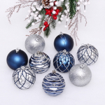 Набор шаров «Diamond shine» 6 см (9 предметов), сапфир/серебро