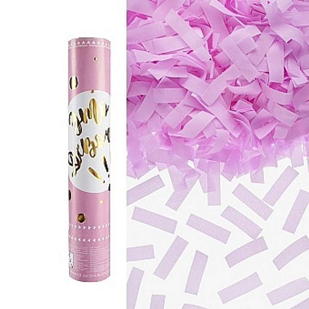 Пневмохлопушка (12/30 см), Гендер Пати, Это Девочка!, Прямоугольники тишью, Розовый.