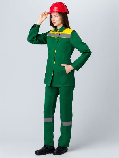 Костюм женский "Весна-2" полукомбинезон (т.зеленый/желтый)