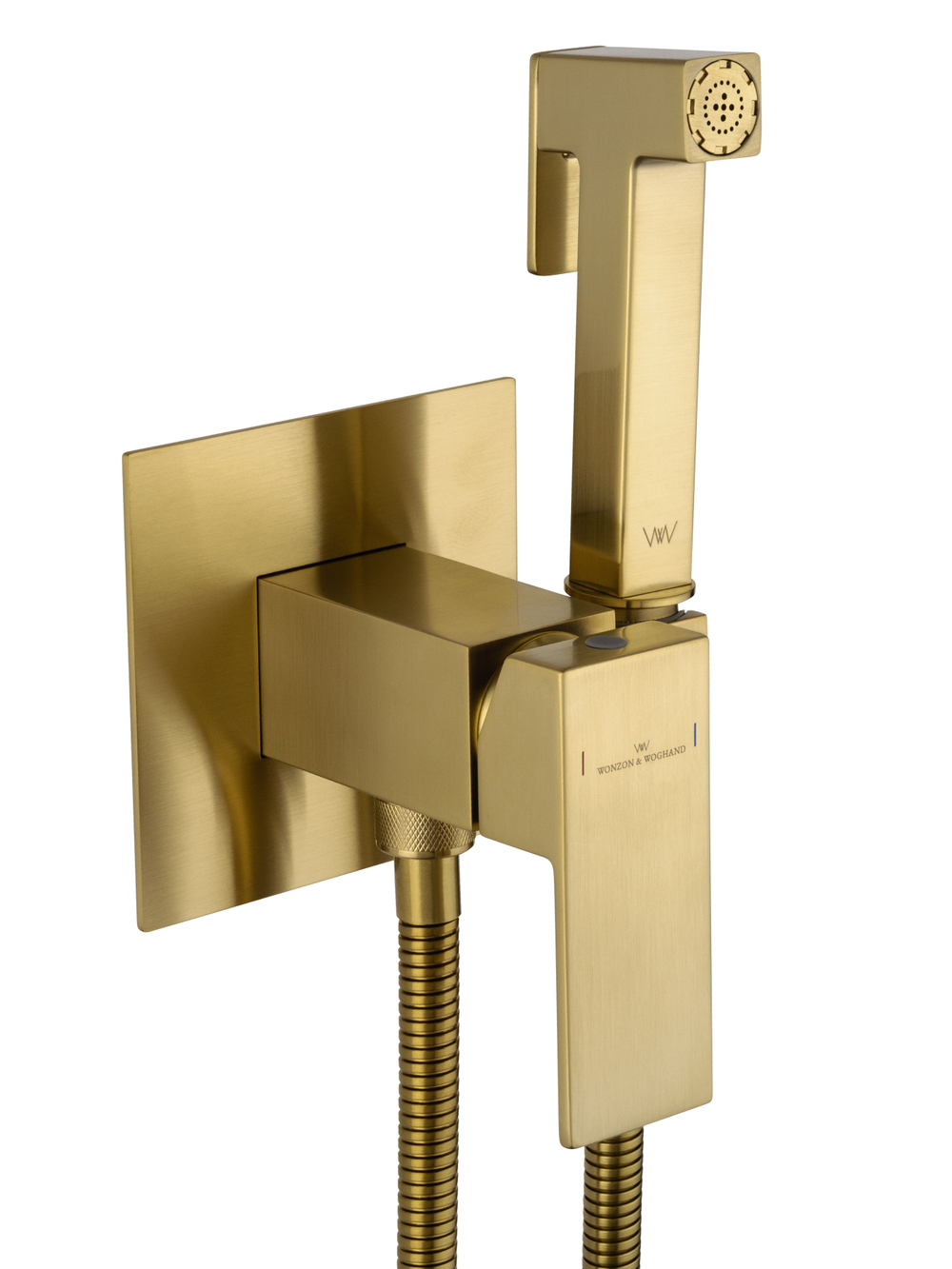 Смеситель с гигиеническим душем встраиваемый WONZON & WOGHAND CUBE, Брашированное золото (WW-88829016-BG)