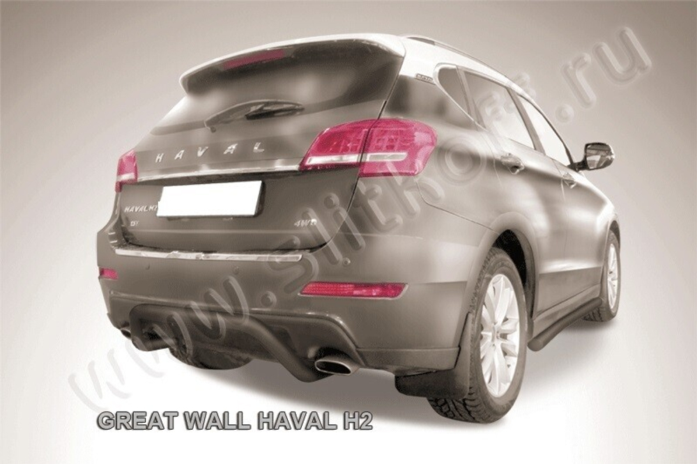 Защита заднего бампера (нержавейка) Haval H2 (2014-2023) d57 скоба (черный)