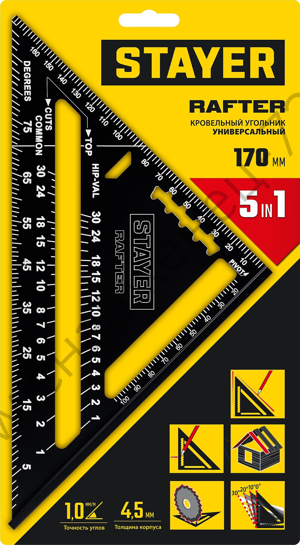 STAYER 170 мм, 5-в-1, универсальный кровельный угольник, Professional (34306-17)