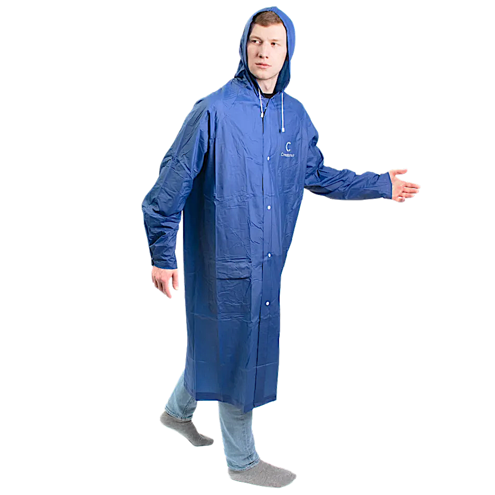 Плащ-дождевик Следопыт PF-RC-09 72х125см Плотный PVC на кнопках с капюшоном и чехлом цв.Синий -