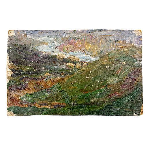 Динес Ю. С. Курган. Саратов. Этюд. Картон, масло. 1940-е гг.