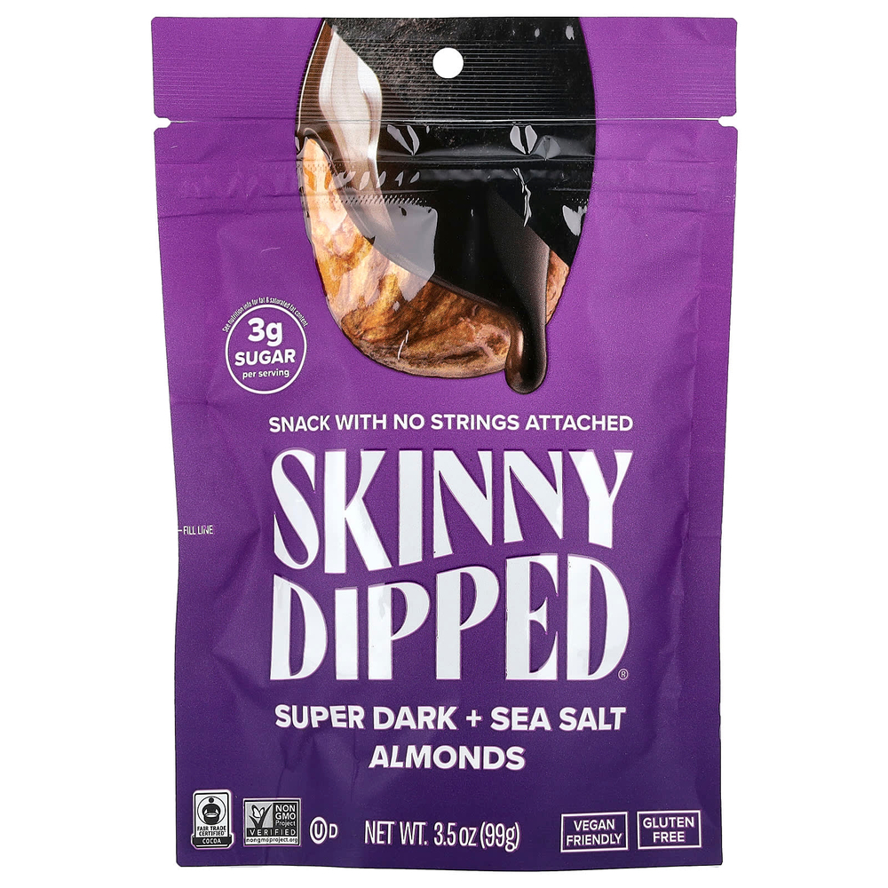 SkinnyDipped, Супер темный миндаль с морской солью, 99 г (3,5 унции)