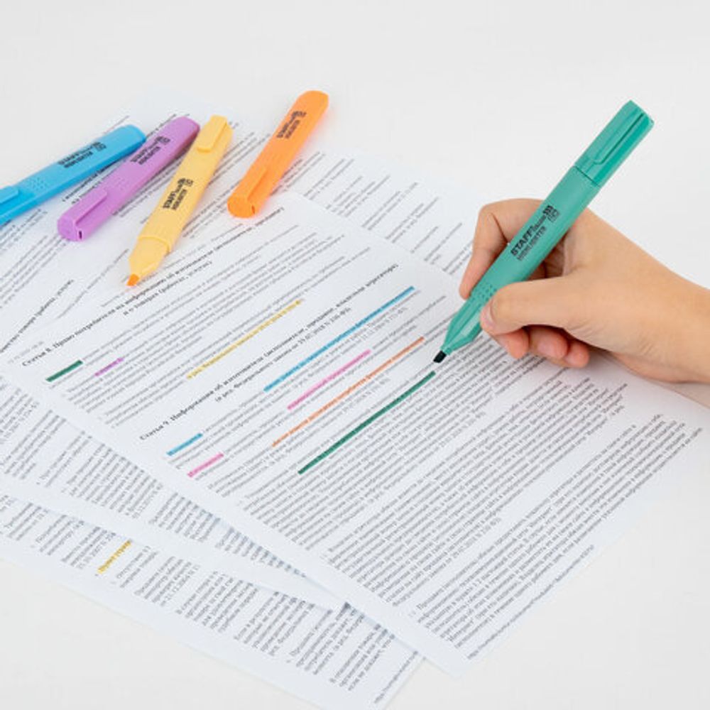 Набор текстовыделителей 6 ПАСТЕЛЬНЫХ ЦВЕТОВ, АССОРТИ, STAFF College "STICK PASTEL", линия письма 1-4 мм, скошенный наконечник, 152532