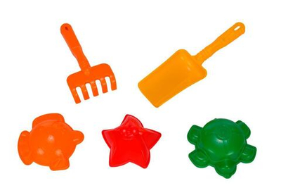 Набор песочный: 3 формочки, лопатка 16,5 см, грабли П0012 (ГринПласт)
