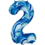 Шар Фольгированный Цифра 2 Мрамор голубой (Голубой)