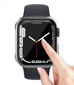 Прозрачный защитный чехол бампер с закаленным стеклом 9H для часов Apple Watch 7 серии, 45мм