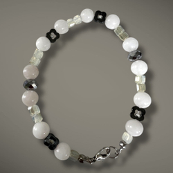 Браслет. Лунный свет. Лунный камень, Гематин и Ювелирное стекло