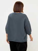 Свитшот оверсайз утепленный с рукавами 3/4 серый