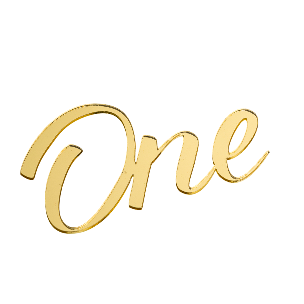 Топпер без шпажки "One" золотой 8*5 см