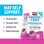 Force Factor, Liquid Labs Beauty, смесь для быстрого увлажнения и электролитов, тропические ягоды, 20 пакетиков по 7 г (0,25 унции)