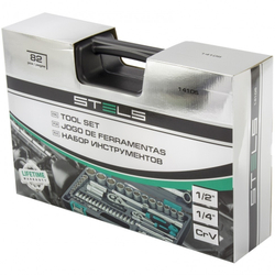 Набор инструментов STELS Набор инструментов, 1 / 2", 1 / 4", CrV, пластиковый кейс 82 предм. [14105]