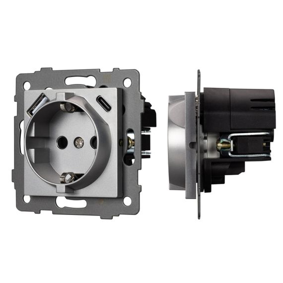Механизм розетки с USB зарядкой SCT-MUAC-PL-GR-V (250V, 16A) Arlight 049831