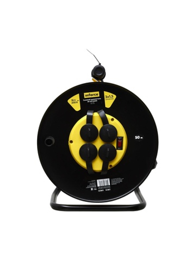 Силовой удлинитель на катушке Inforce 4 гнезда, с/з ПВС 3х1,5 16A 50м IP44 GRANITE ZG 09-15-06