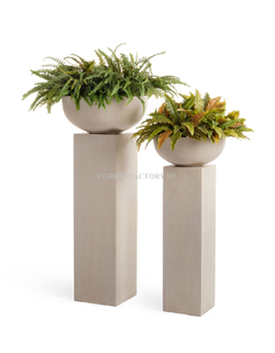 Кашпо TREEZ Effectory - Beton - Низкая чаша - Белый песок