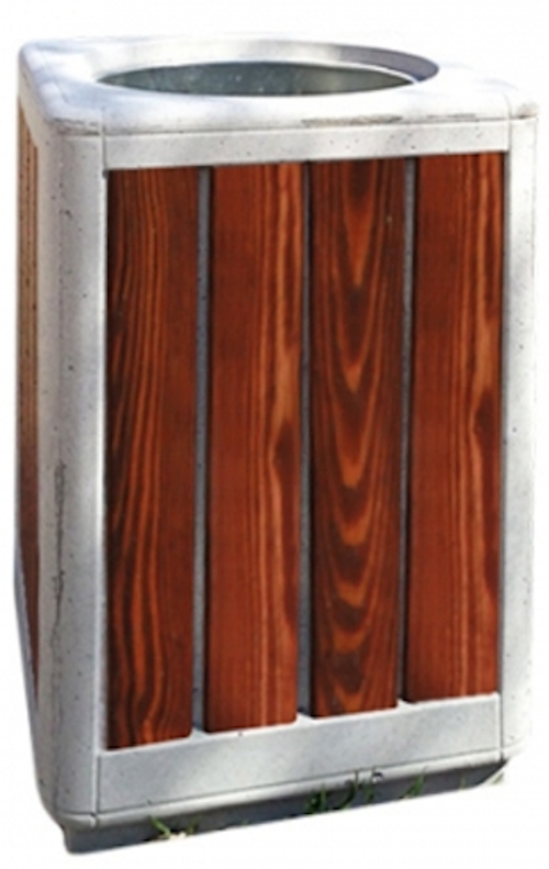 Урна бетонная с отделкой деревом «Лотос»