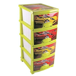 Комод "ДЕКОР"4-х "Тачки" лимонный / белый РП-421