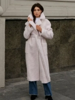 Шуба чебурашка пальто тедди из шерсти, жемчужная, SilverFox