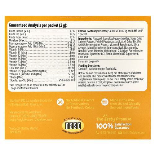 Zesty Paws, Мультивитаминный порошок, для собак, для всех возрастов, с лососем, 30 пакетиков, 60 г (2,1 унции)